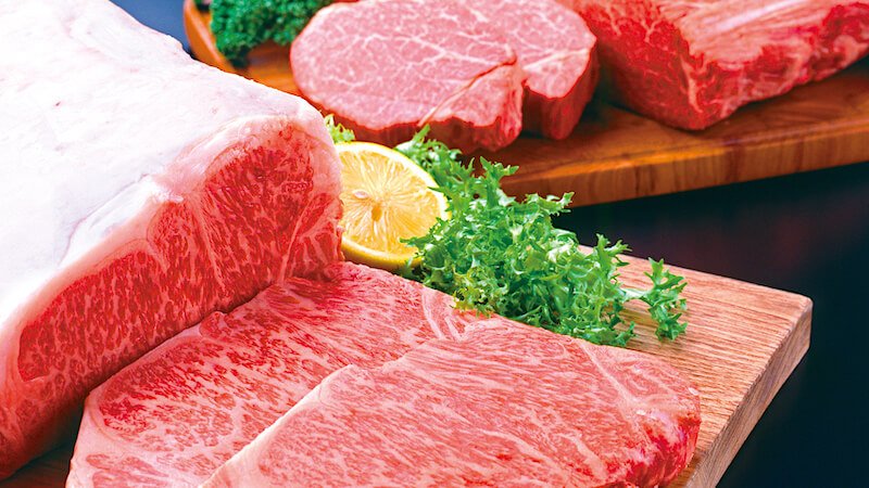 カットされた牛肉